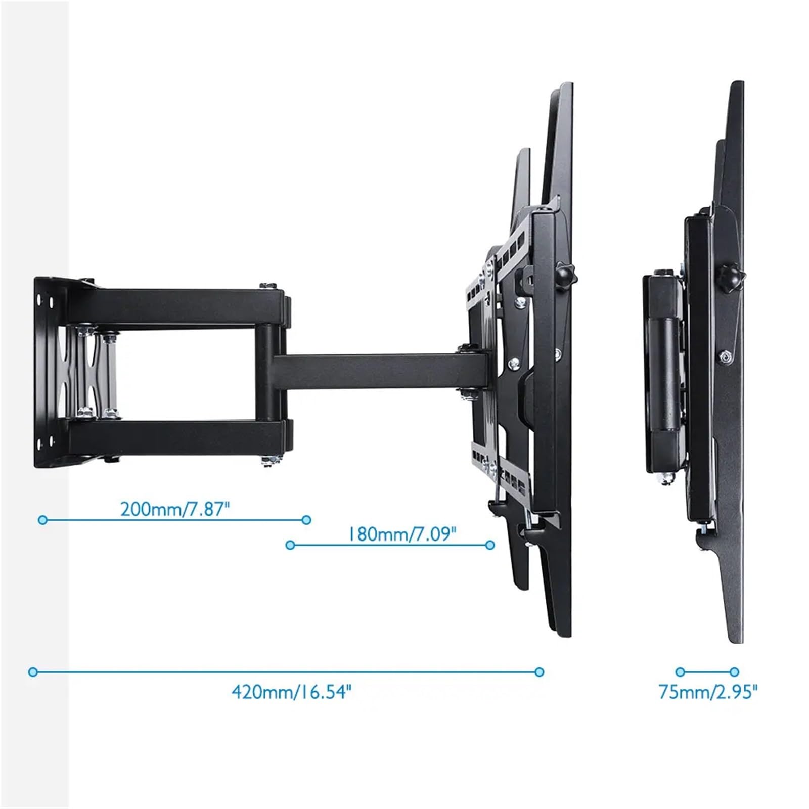 SERDAS Supporto da parete per TV ad angolo, inclinabile e girevole, supporto per TV Full Motion per schermi piatti LCD, LED, plasma da 32-65 pollici