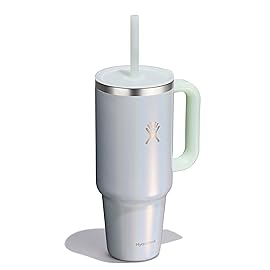 Hydro Flask 40 Oz Travel Tumbler with Handle, Lid and Straw - Insulated Stainless Steel in 40 Oz Glimmer Blue