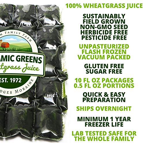 100% Wheatgrass Juice – Field-Grown, Flash-Frozen, Unpasteurized – 100 fl oz (200 x 0.5 fl oz Portions) – Dynamic Greens