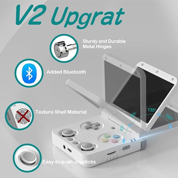 Miyoo Flip V2 Retro Handheld Gaming Console with Quiet Hinge, 3.5 640*480 IPS Screen Dual System with 30+ Emulator Portable Video Game Hand Held Console with HDMI WiFi OTG Bluetooth, Black