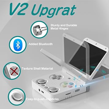 Miyoo Flip V2 Retro Handheld Gaming Console with Quiet Hinge, 3.5 640*480 IPS Screen Dual System with 30+ Emulator Portable Video Game Hand Held Console with HDMI WiFi OTG Bluetooth, Black