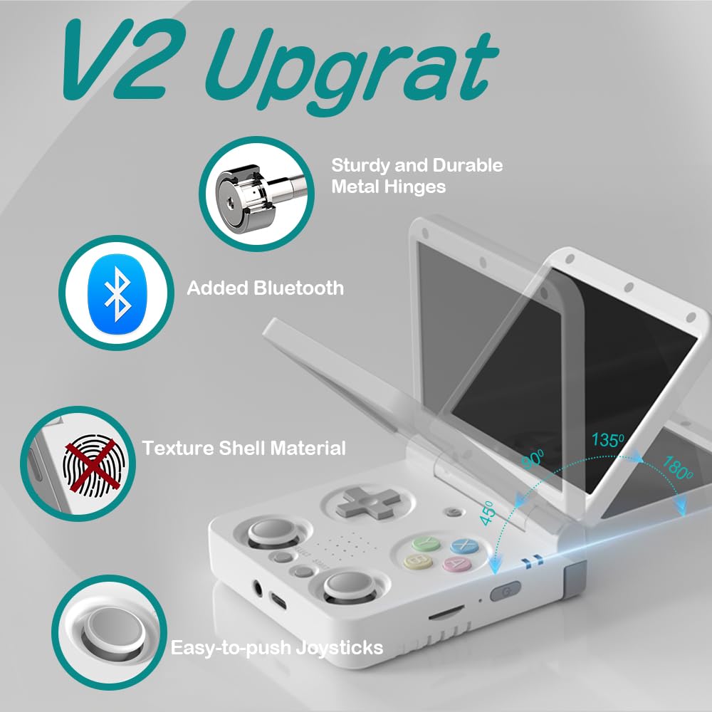 Miyoo Flip V2 - Console di gioco portatile retrò con cerniera silenziosa, schermo IPS da 3,5 pollici, doppio sistema con emulatore 30+, console portatile per videogiochi con HDMI, WiFi, OTG, Bluetooth