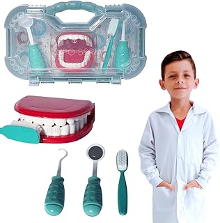 Brinquedo Kit Maleta Dentista Medico Infantil Mini Doutor Com Acessórios Dentes Escova Médico Medica Para Menina Menino 3 Anos (Verde)