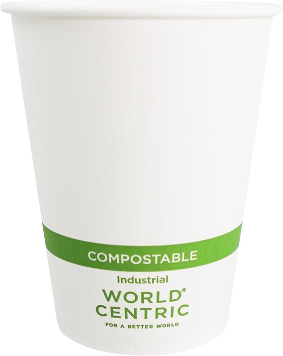 World Centric Compostable Cups 12 oz - Paper Hot Cups Made from Plants - 200 Pack