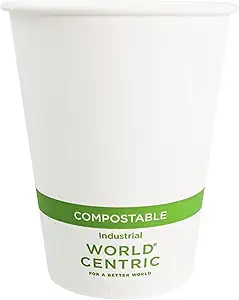 World Centric Compostable Paper Hot Beverage Cups, 12 Oz (Pack of 200)