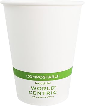 World Centric Compostable Cups 12 oz - Paper Hot Cups Made from Plants - 200 Pack
