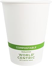 World Centric Compostable Cups 12 oz - Paper Hot Cups Made from Plants - 200 Pack