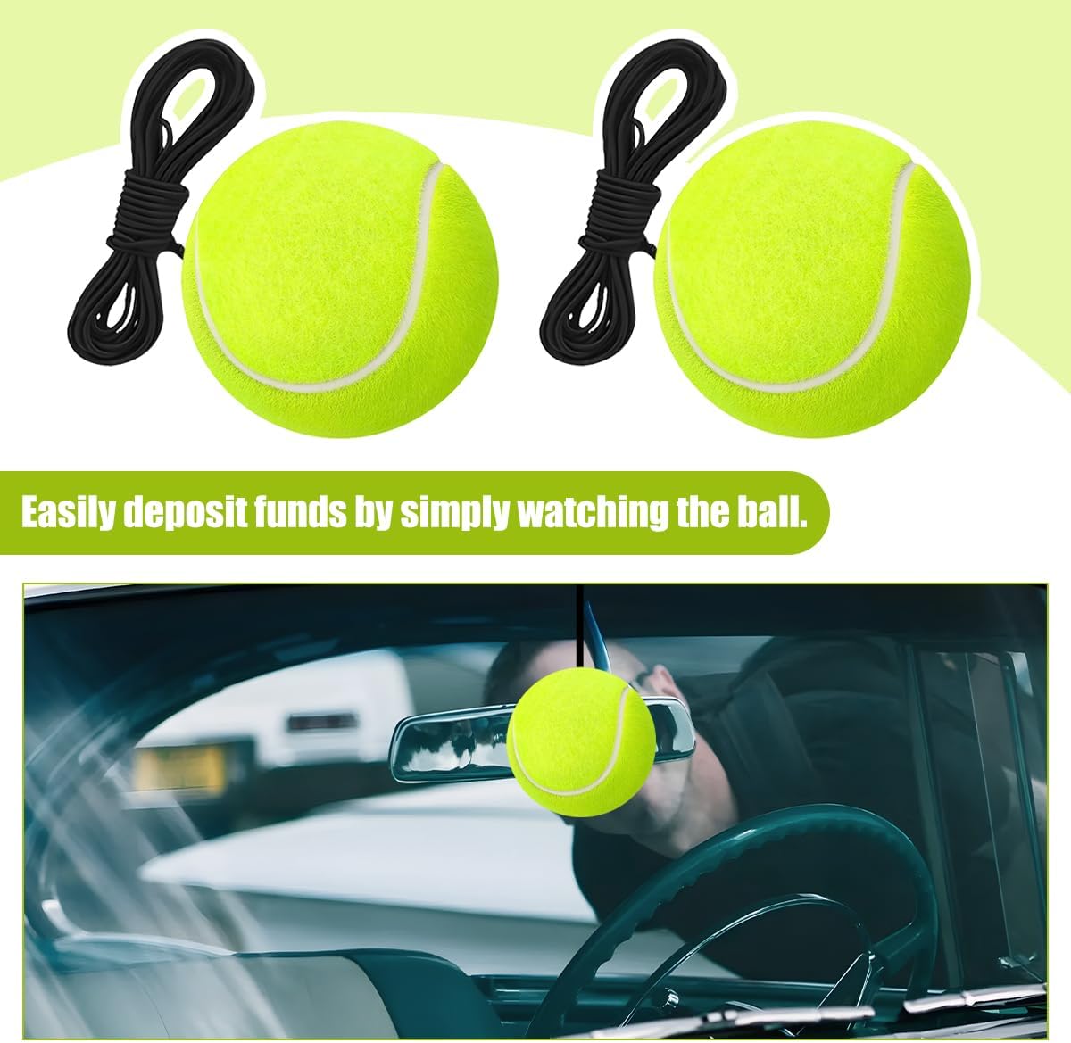 2PCS Tennis Ball Garage Parking Aid, Vehicles Parking Assist Ball & Adjustable Height Lanyard Kit, Garage Automotive Stop Indicator Avoid Crash and Scratch, Universal Fit