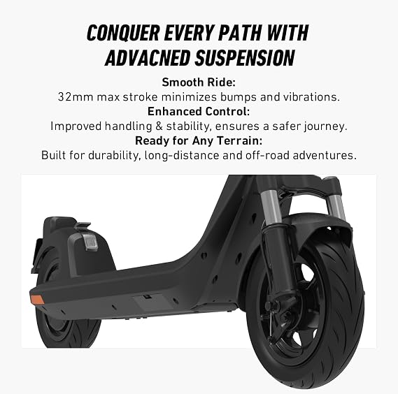 NIU Electric Scooter for Adult - KQi 1PRO 100 200 Series E Scooter w/Suspension, 500-700W Peak Power, 14-33 Max Miles, Top 15-20 MPH, Portable Commuting Escooter, Folding Handlebars(Only 100F & 200F)