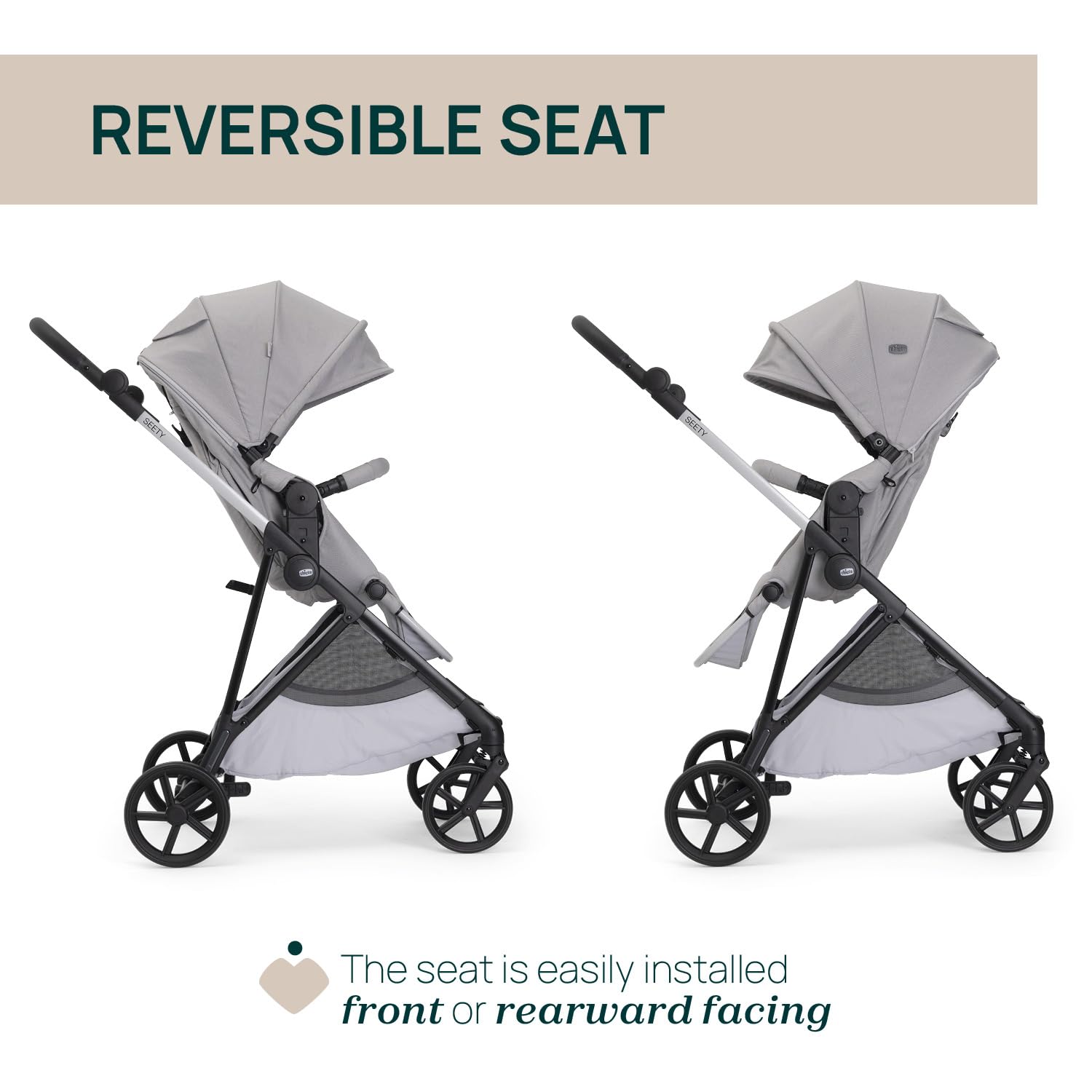 Chicco Cochecito Seety, Cochecito Ligero y Compacto De 0 Meses a 4 Años, Capacidad Máxima 22 kg, Cochecito Plegable,Respaldo Reclinable,Cierre Automático con 1 Movimiento, Capota Parasol y Cubrelluvia
