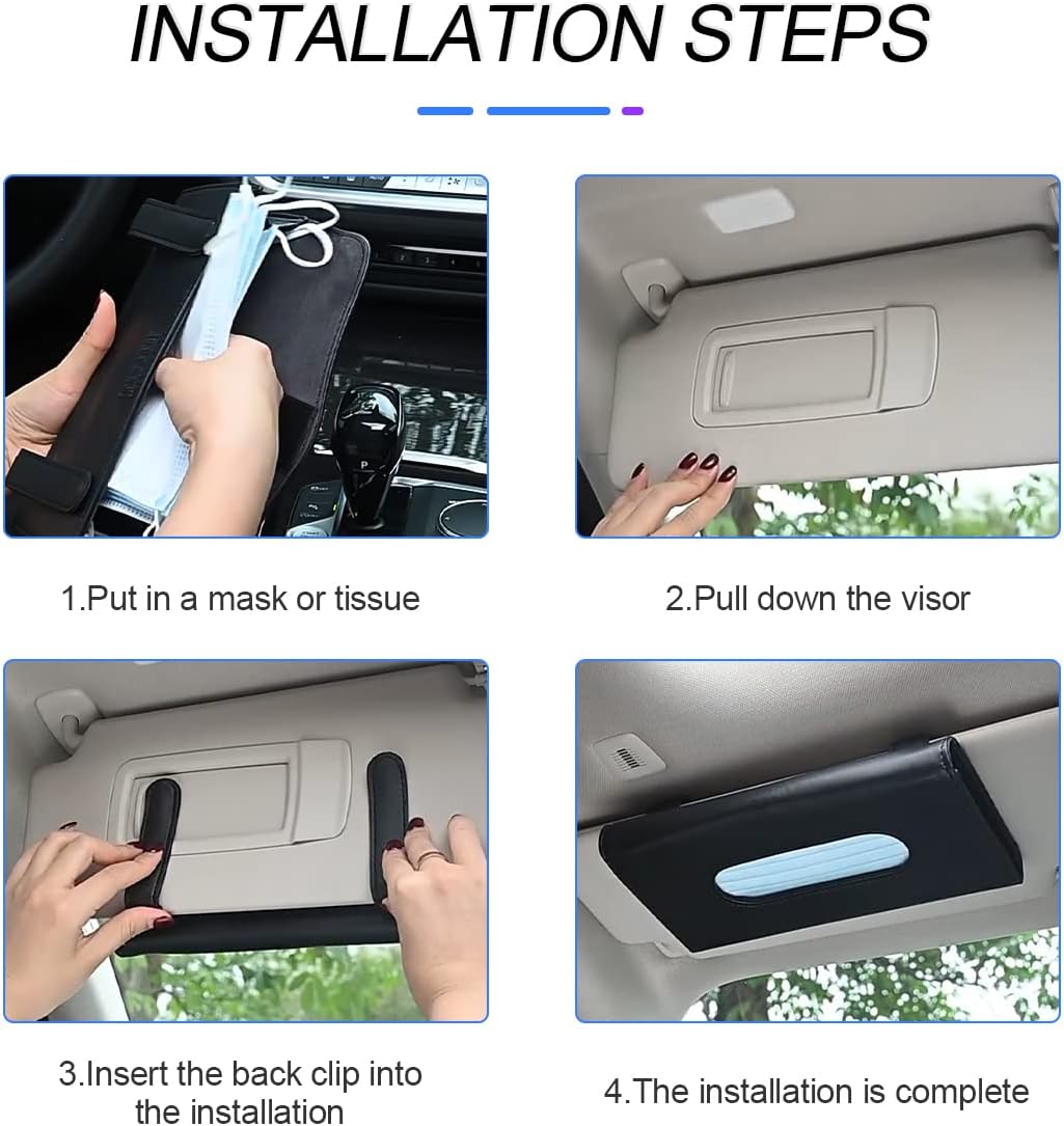 XINLIYA Car Tissue Holder, Sun Visor Napkin Holder, Hanging Paper Towel Case, PU Leather Tissue Box, Universal Auto Leather Visor Tissue Holder for Car Accessories Interior (Beige) image 3