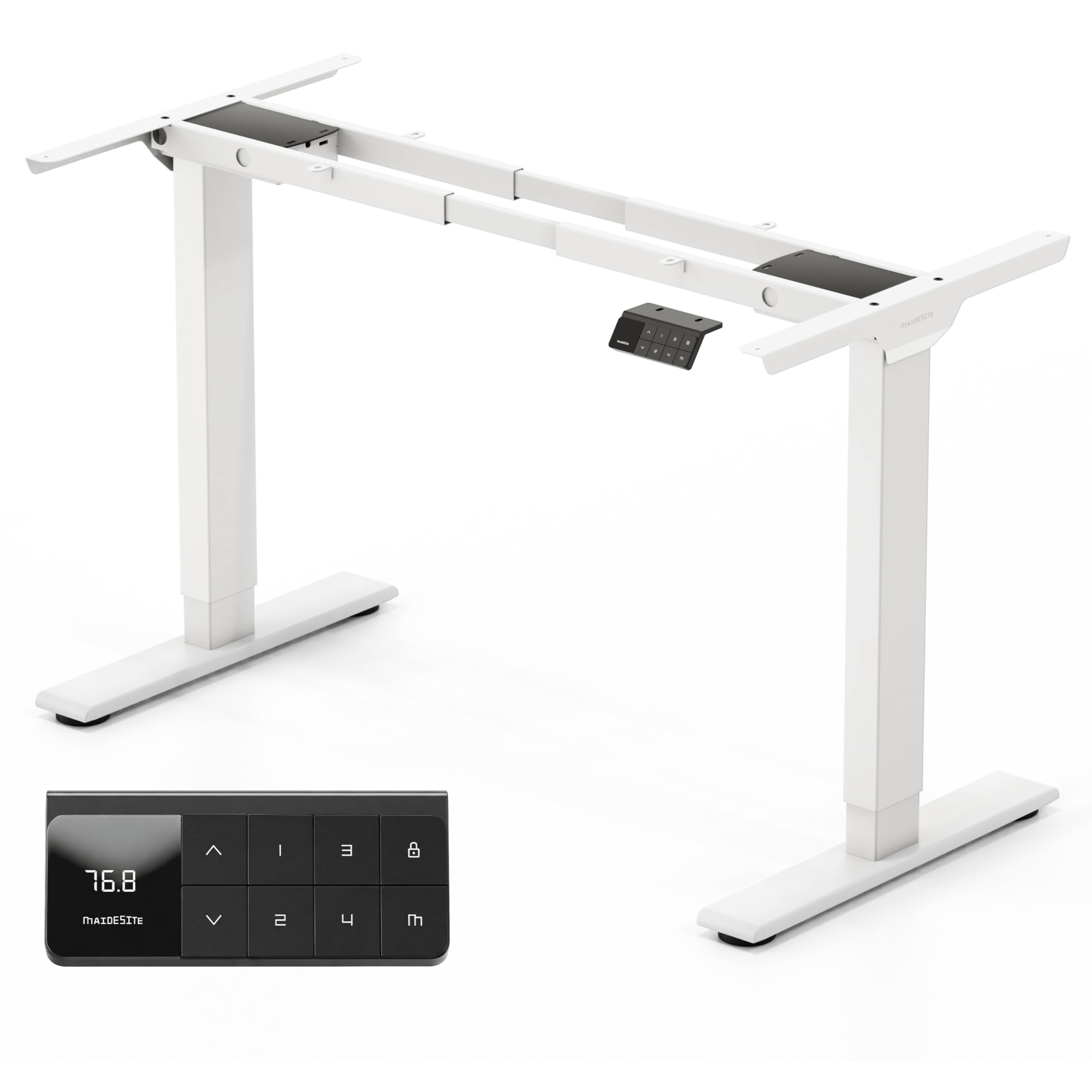 MAIDeSITe T2 höhenverstellbarer Schreibtisch Gestell mit 2 Motoren Elektrisch leistungsstarkes Tischgestell Höhenverstellbar mit 4 Memory-Steuerung 125KG Tragfähigkeit Anti-Kollisionssystem