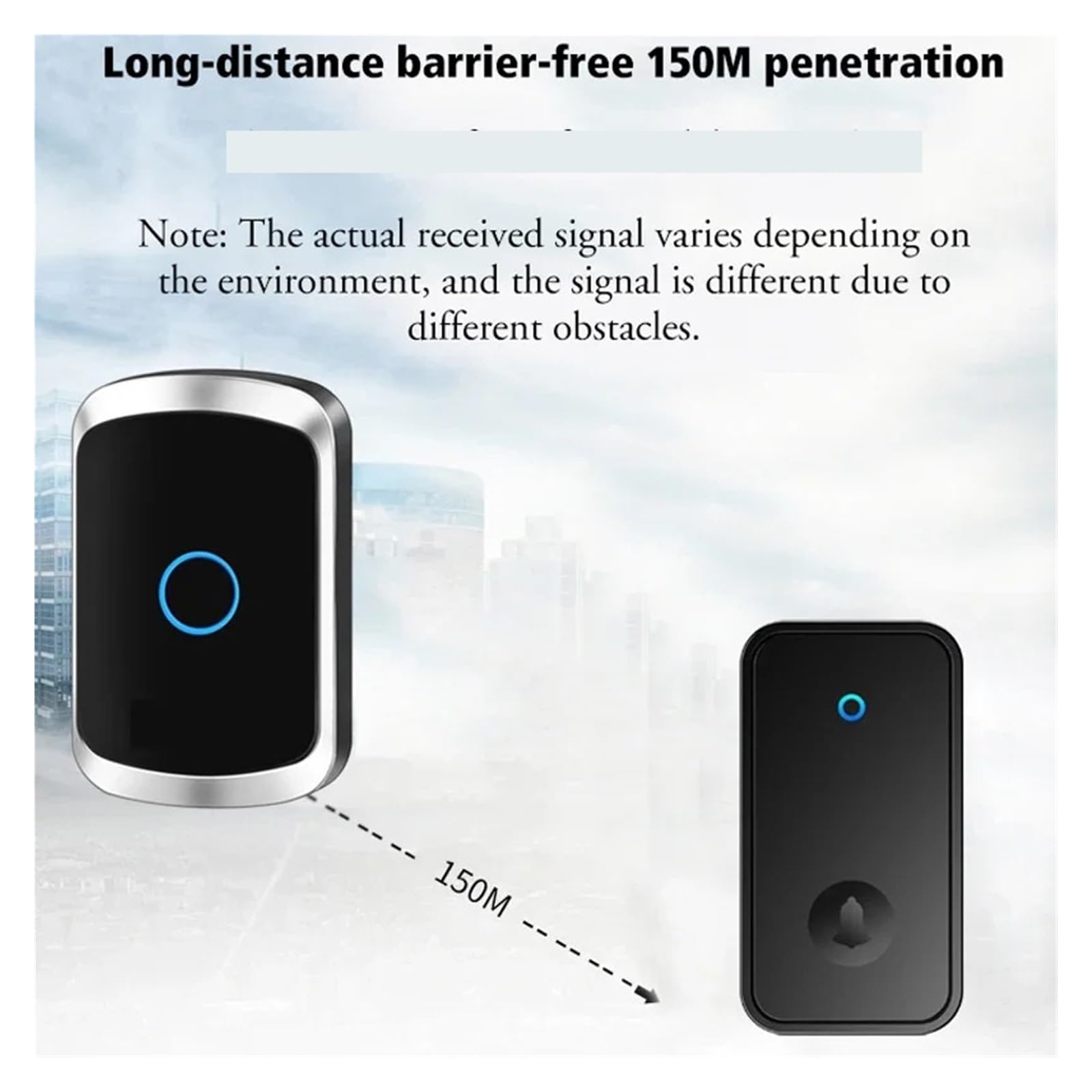 Sonnette sans fil auto-alimentée avec récepteur de carillon à distance
