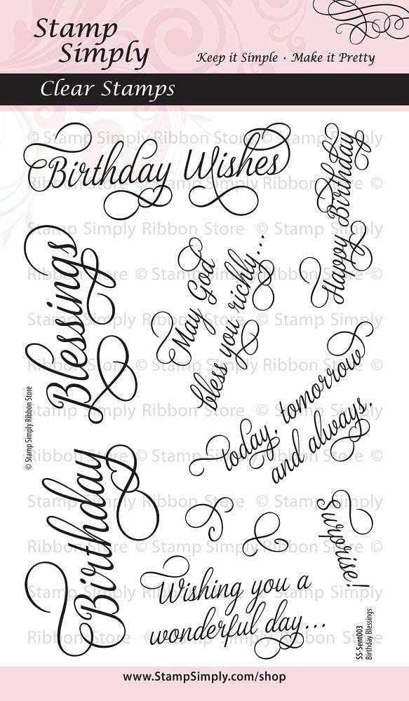 Stamp Simply Clear Stamps Birthday Blessings 4x6 Inch Sheet - 10 Pieces
