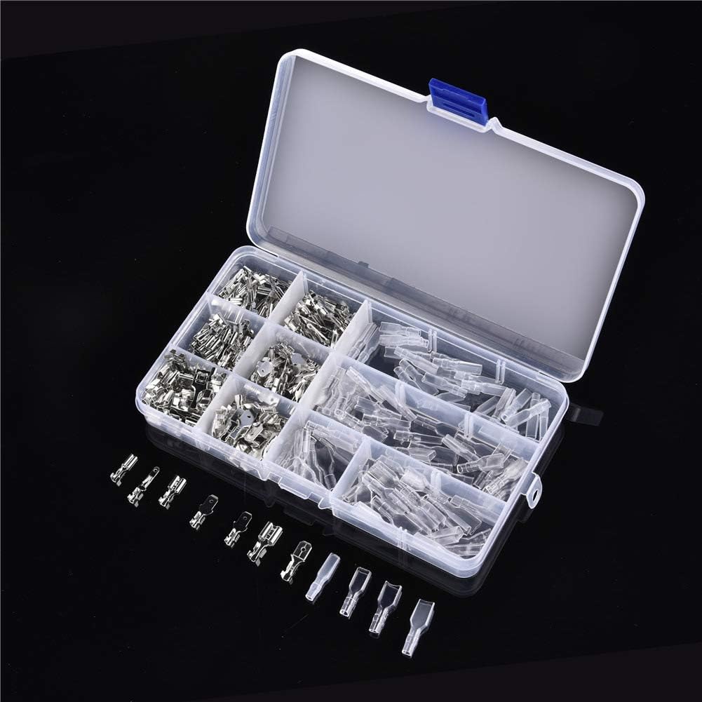 270Pcs Crimp Terminals Silvery Male Female Electrical Wire Connectors Insulating Sleeve Assortment Kit VUQLDHAYZ