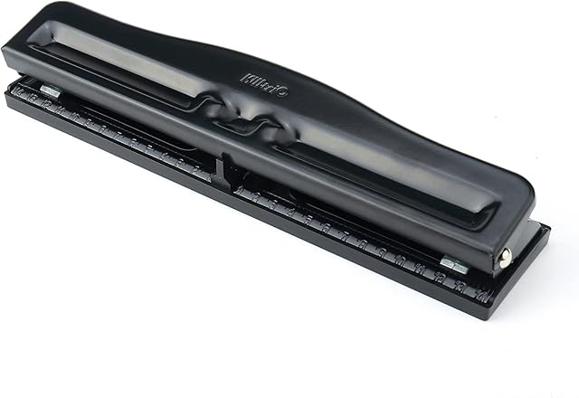 SHUBIAO Adjustable Punch, Portable 3 Hole Punch Handheld Metal Hole Puncher 10 Sheet Capacity 7mm Aperture Paper Punch for A4 A5 A7 A6 B5 Notebook Scrapbook Diary Planner, Black