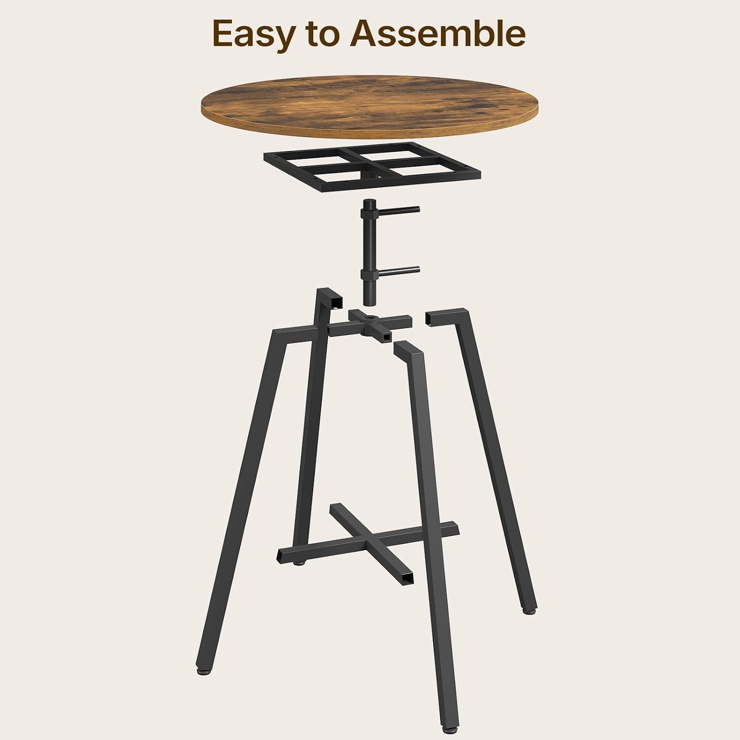 YATINEY Bar Table, Height-Adjustable Round Pub Table | 28.9"-37.4" Adjustable Height Bar Table, Cocktail Table Bistro for Dining Room, Bar, Kitchen, and Small Space