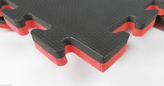 40mm THICK EVA INTERLOCKING FLOOR MATS GYM JUDO EXERCISE MARTIAL ARTS SPORTS BOXING BLACK-RED
