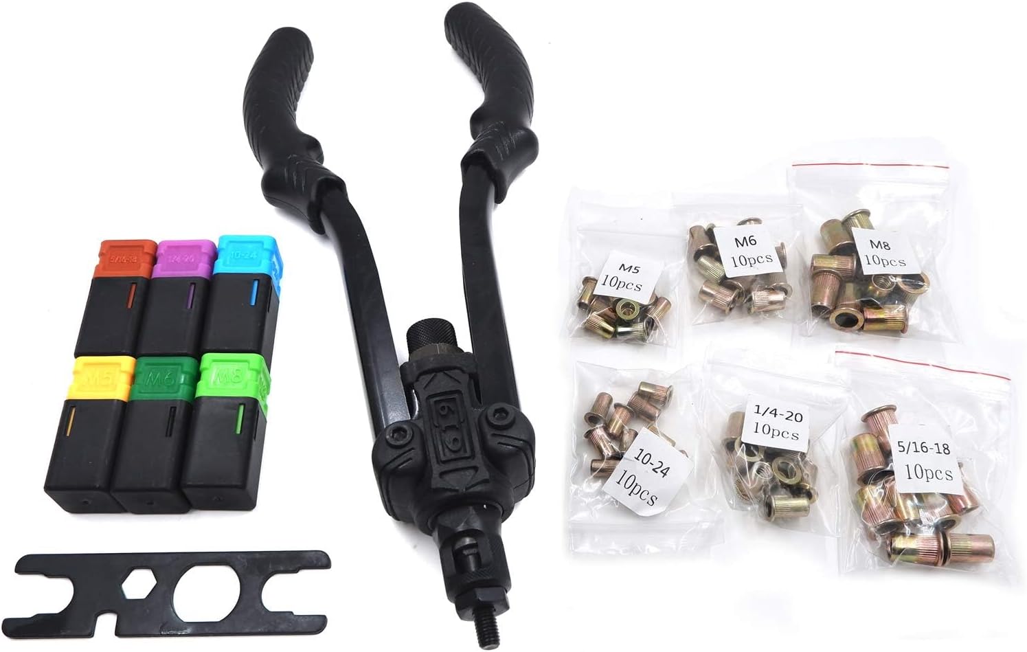 SMT- Thrust Type Hand Nut Riveter 330mm 13" 60pcs Rivet Nut Gun Kit Rivnut Setting Tools Setter Tool Hand Blind Riveter