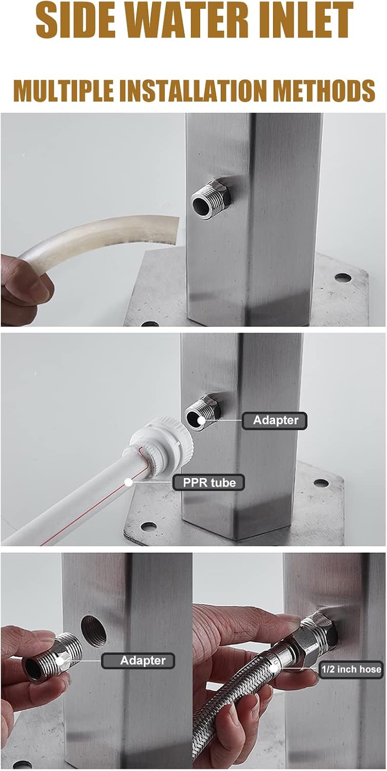Freestanding Faucet Holding Water Column with Brass Faucet, Outdoor Faucet Frost Protection Cracking Aluminum Water Column, Garden Irrigation