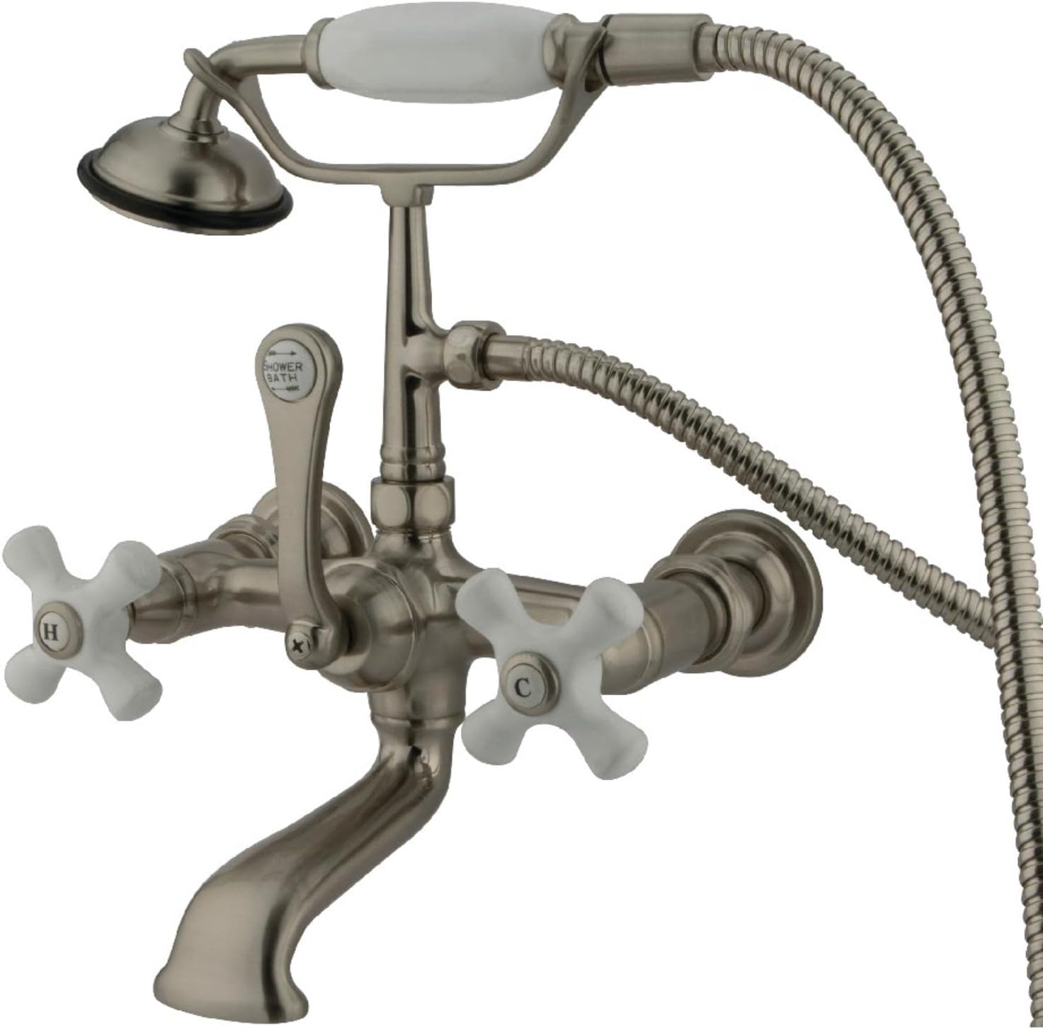 Kingston Brass CC559T5 Vintage 7-Inch Wall Mount Tub Faucet with Hand Shower, Oil Rubbed Bronze