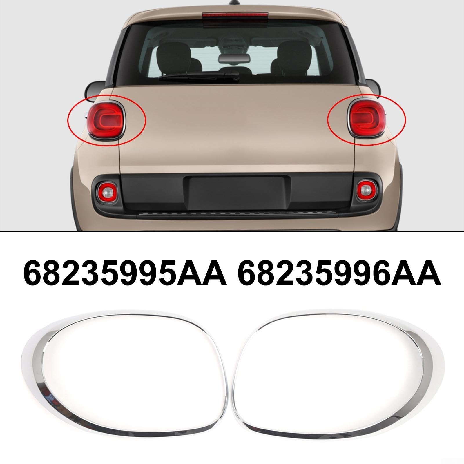 Marco embellecedor de luz trasera de coche para Fiat 500L (2014-2020), bisel de luz trasera ABS, acabado plateado, OEM 68235995AA / 68235996AA, juego de 2 piezas
