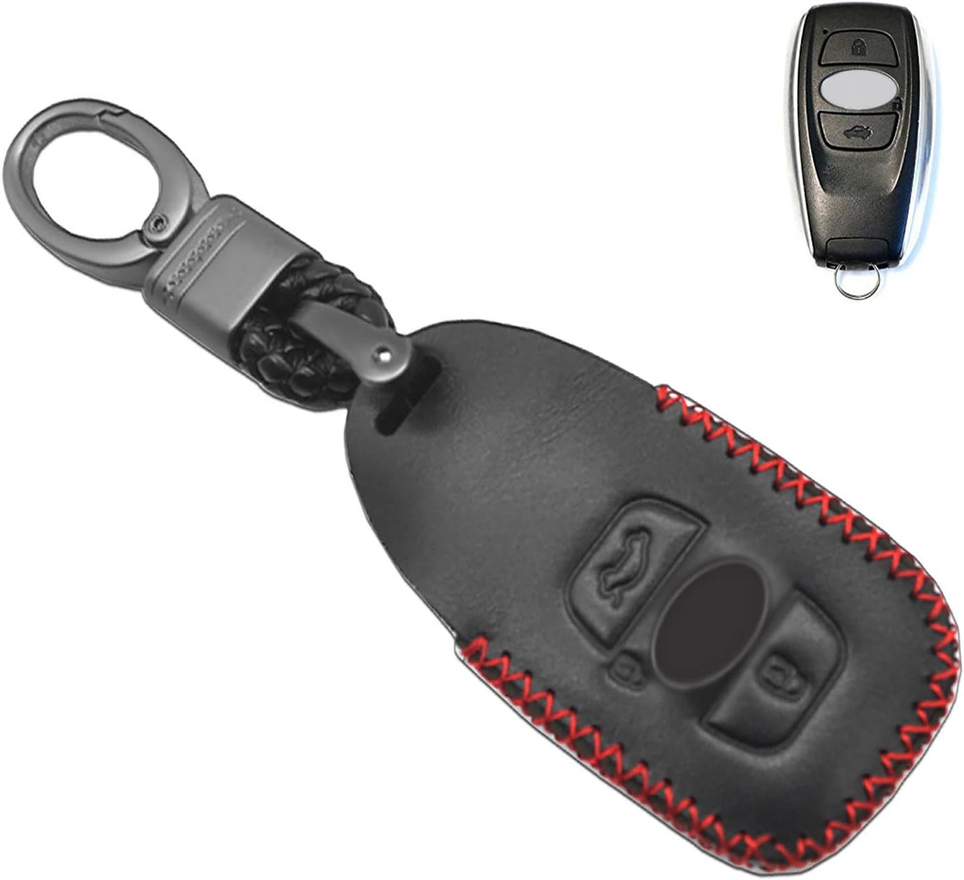 Compatible with 3 Buttons Subaru BRZ Legacy Outback XV Crosstrek WRX WRX STI Forester Impreza Leather Case Key Fob Cover Keyless Car Remote Holder Protecter