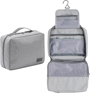 Neceser Grande para Mujer y Hombre, Gran Neceser para Colgar, Neceser de cosméticos, Bolsa de Lavado para Mujeres y niñas, Color Negro, Negro, Fashion-Grey