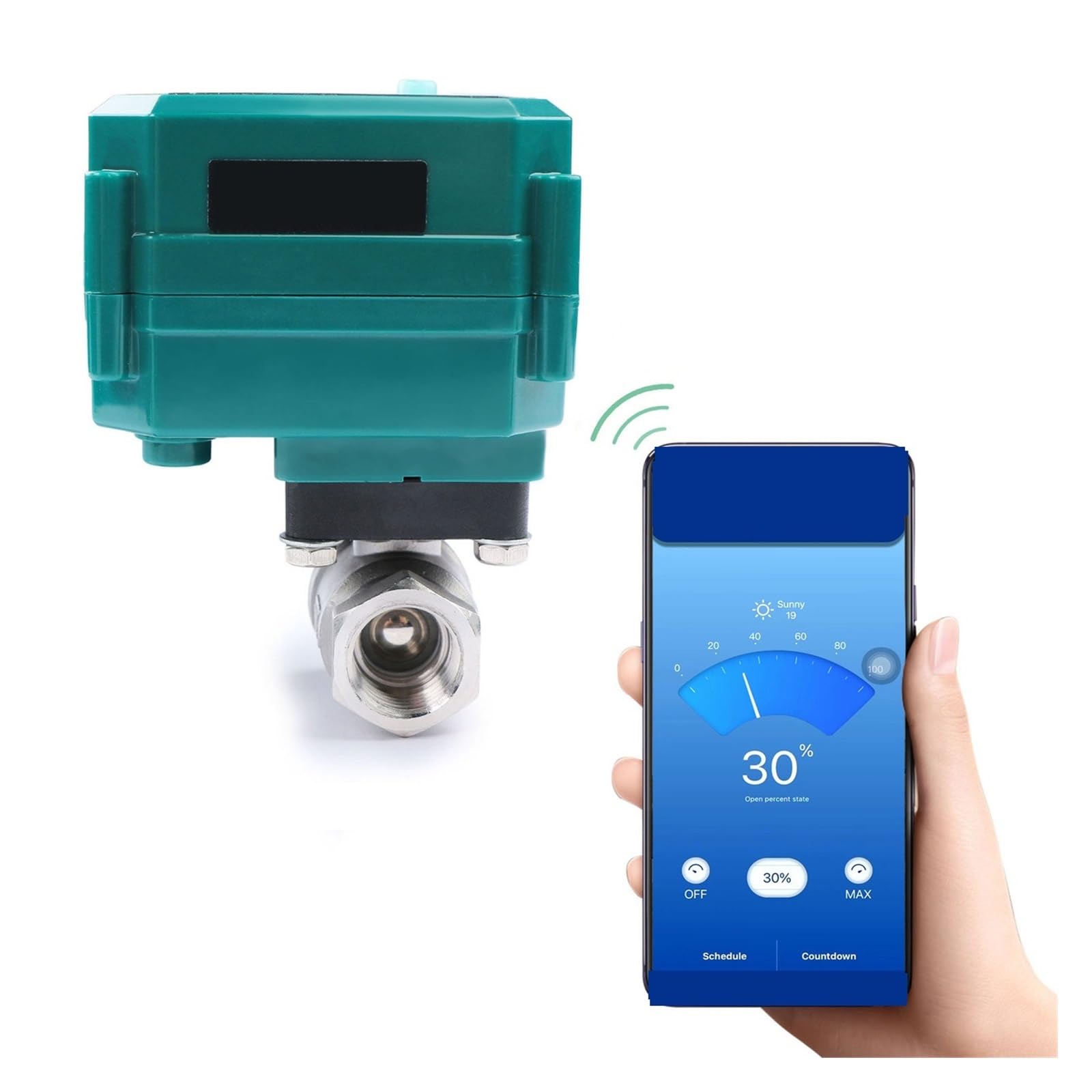 Kugelhahn aus massivem Edelstahl, intelligente motorisierte Fernbedienung mit manuellem WLAN-Schalter(3/4",NPT_OTHER_CR04)