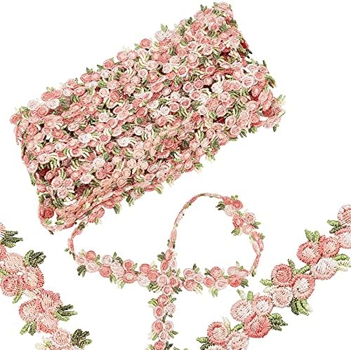 GORGECRAFT 5 Yards Flower Trim Ribbon Cherry Color Flower DIY Lace Applique Sewing Craft Lace Edge Trim for Wedding Dresses Embellishment DIY Party Decor Clothes