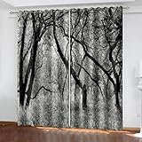 Gualiy Cortinas opacas para dormitorio, 2 paneles, 213 cm de largo, cortinas opacas para sala de estar, paisaje de árbol, cortinas térmicas con ojales, 106 cm de ancho x 213 cm de largo