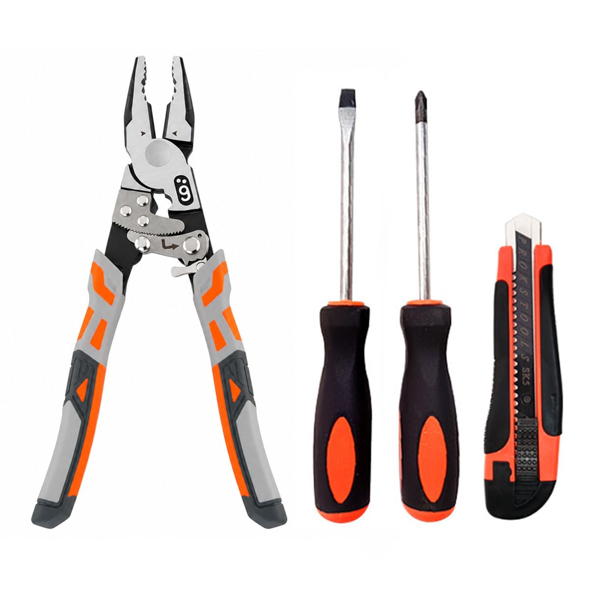 9'' Grip Pliers With Ratchet Self-Locking, Self Adjusting Locking Pliers – Cut, Strip, Gr…