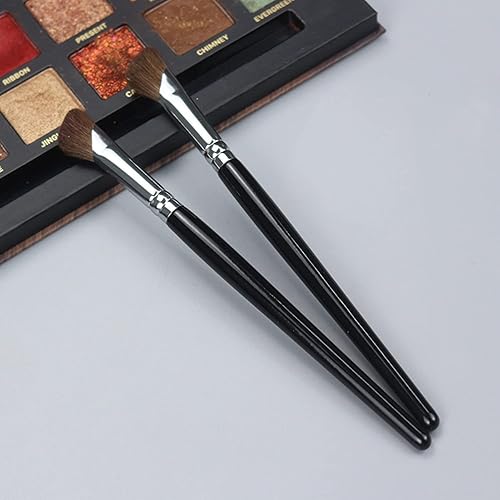 Miniatura 5 de Cepillo de sombra de ojos, 2 unids forma de hoz suave poni pelo sombreado sombra nasal cepillo juego, mango de madera negro