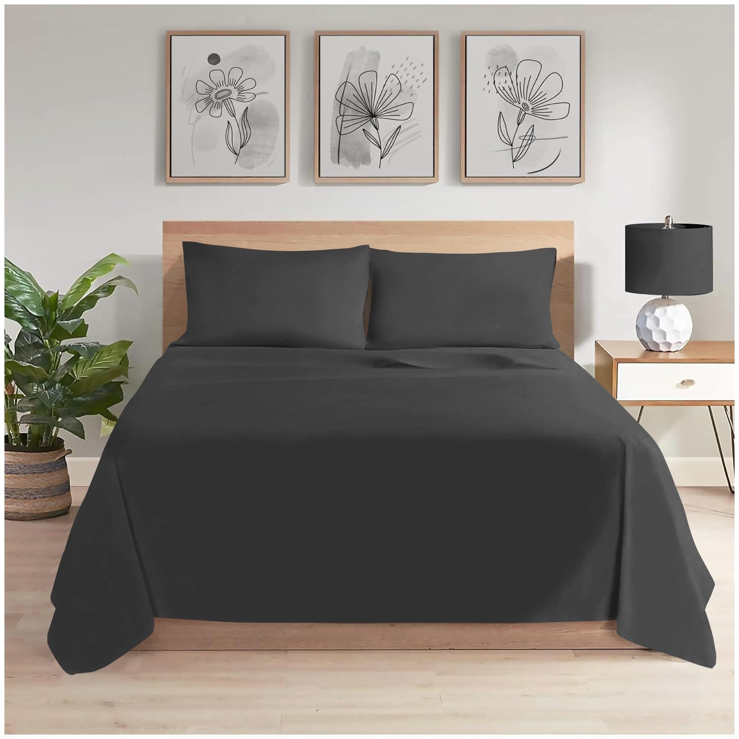 Gc Gaveno Cavailia Charcoal Polycotton Flat Sheet, Single (175X240cm)