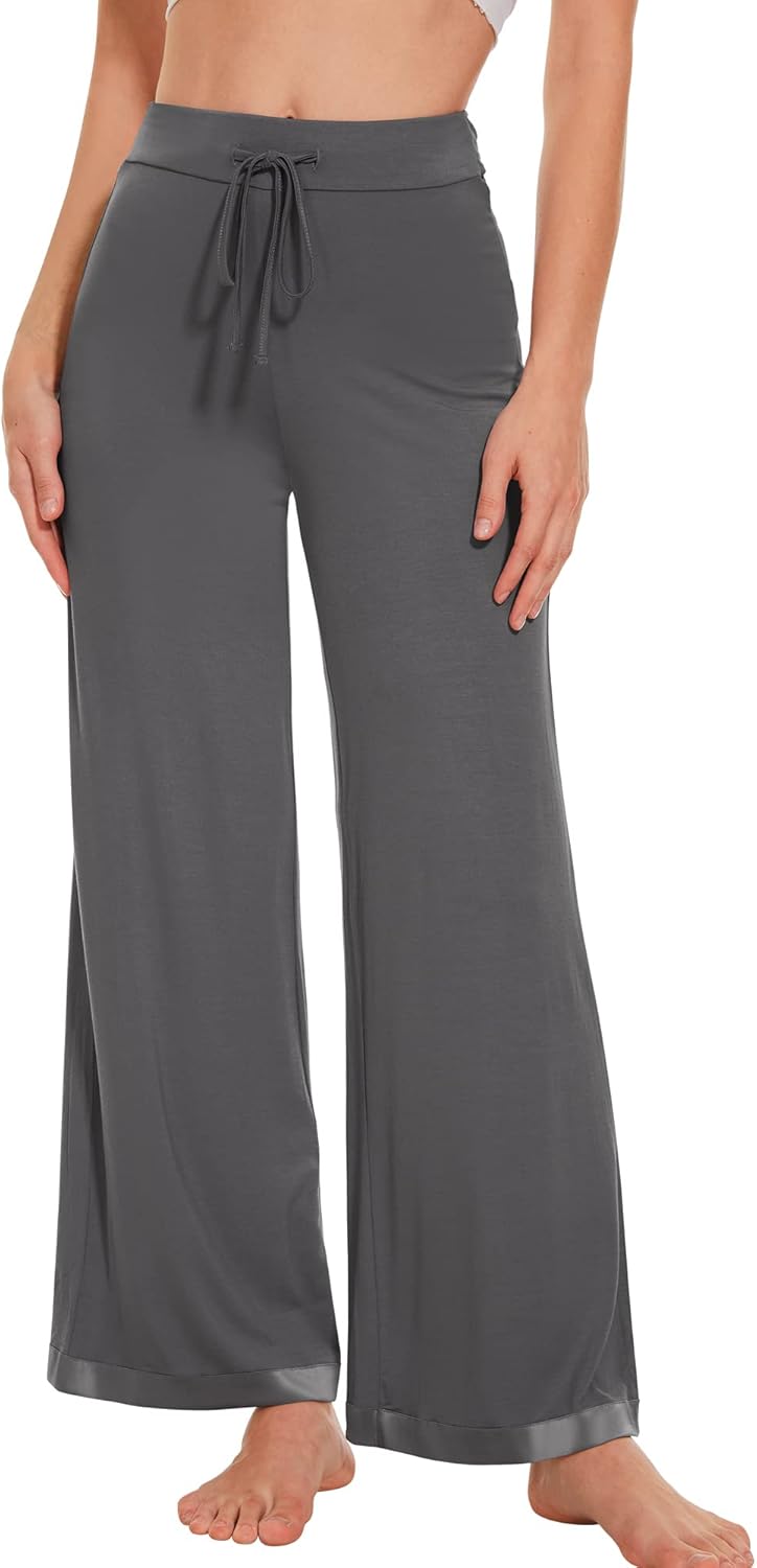 WiWi Pajama Pants for Women Bamboo Viscose Super Soft Bottoms Plus Size Cooling Wide Leg Casual Lounge Yoga Sweatpants S-4X