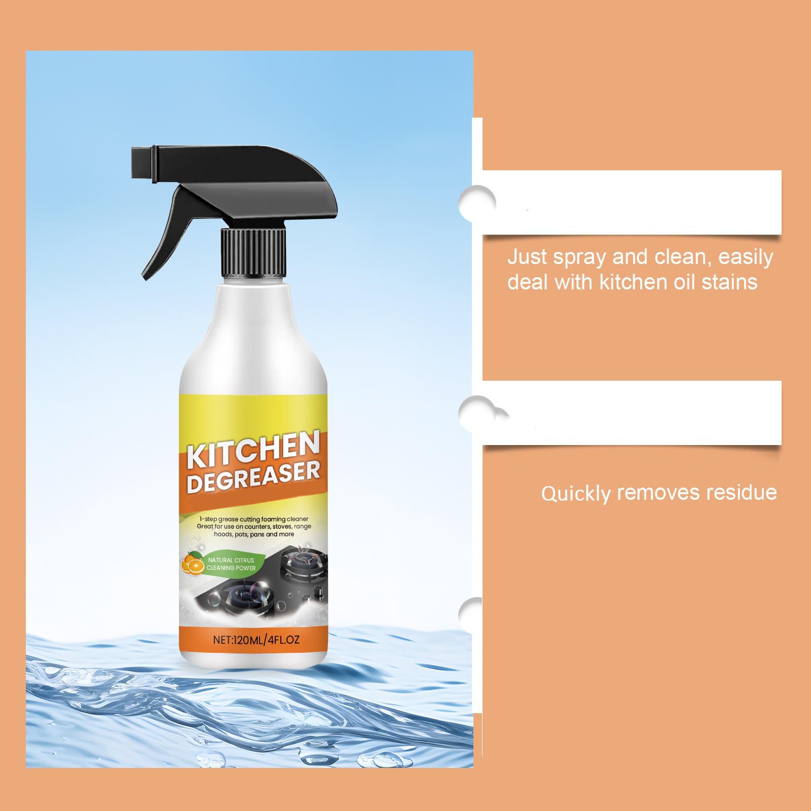 Heavy Duty Kitchen Degreaser Spray für Ölfett und Stains.Kitchen, Mehrzweck-Schaumreiniger für Backofen, Herd, Dunstabzugshaube, Mikrowelle. Reinigungsspray für Küchengeräte. (5pcs)