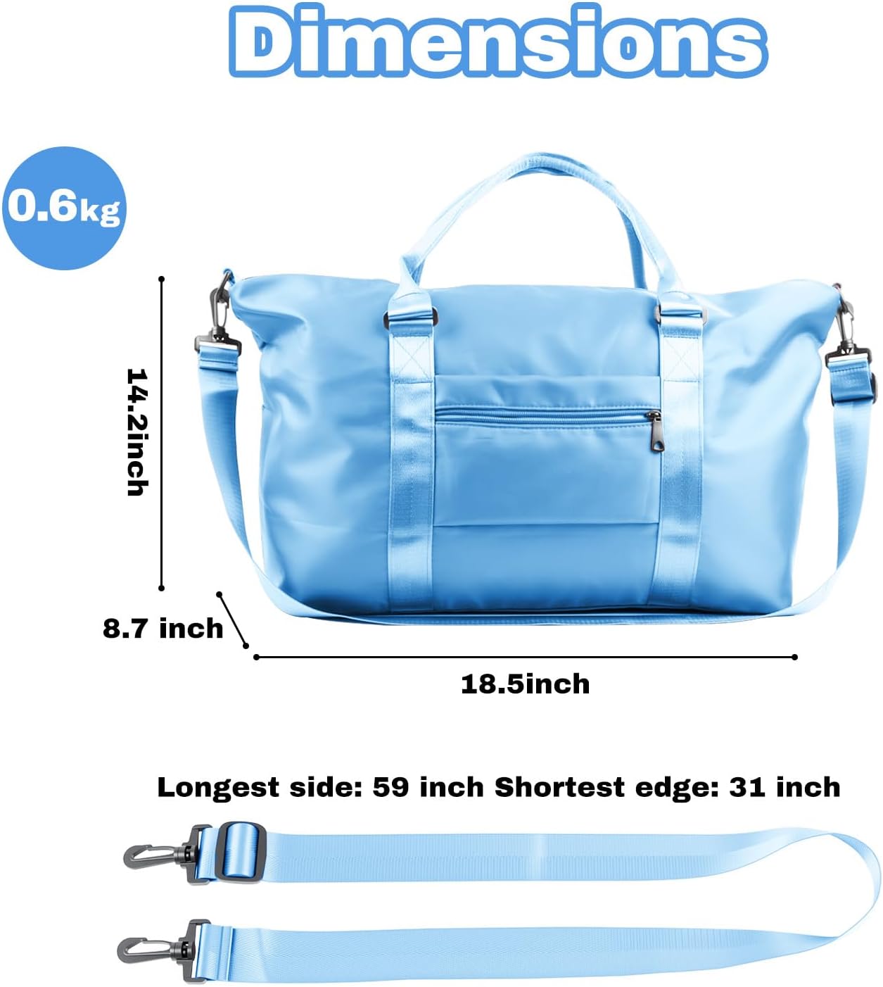 Travel Duffle Bag for Women, Carry On Weekender Tote with Trolley Sleeve image 4
