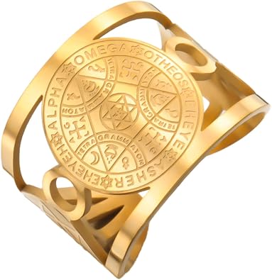 TEAMER Enochian Magic Angel Ring Solomon Kabbalah Protection Amulet Stainless Steel Hexagram Triangle Religious Jewelry For Women