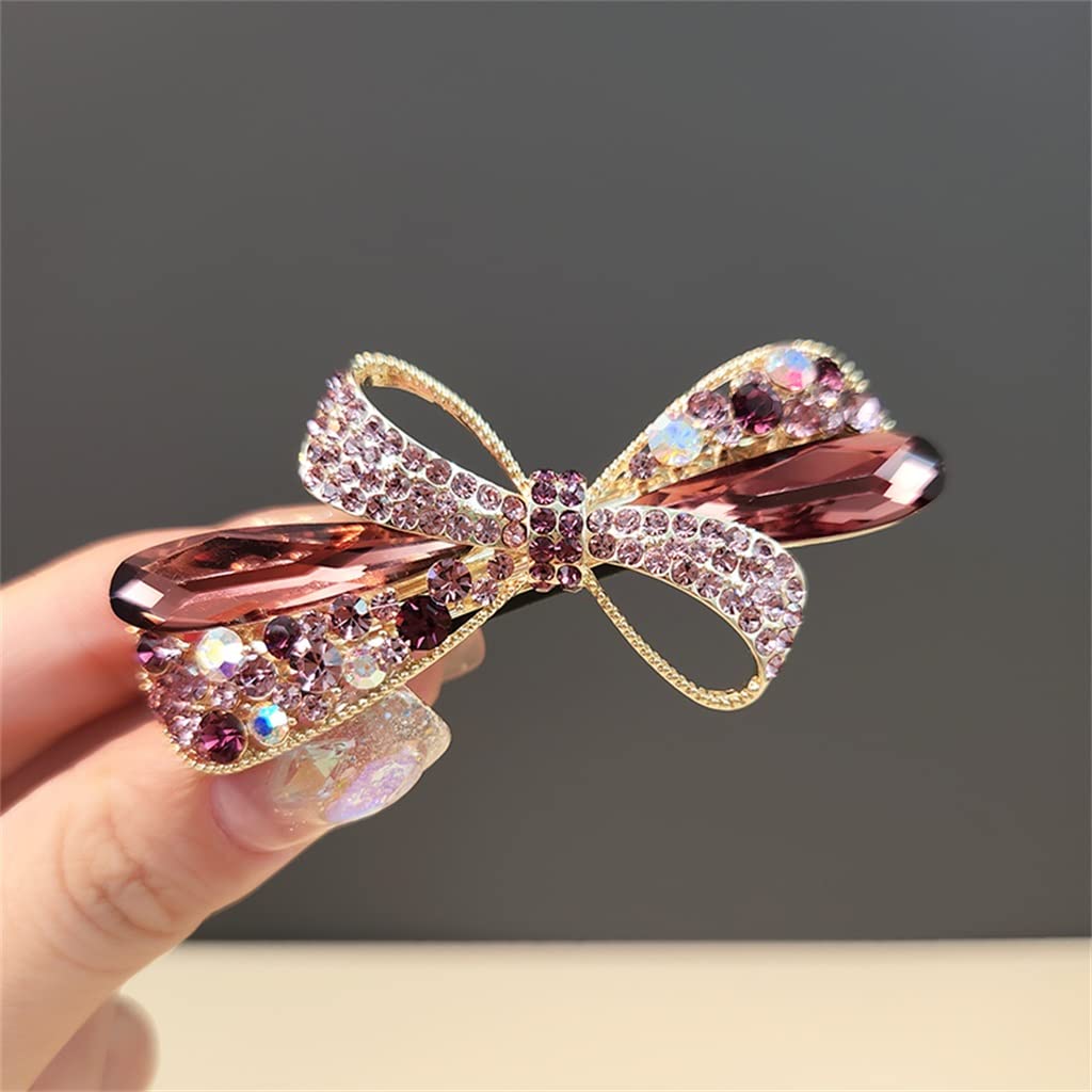 HBJWOV Hair clips back of the female headdress side hair bow clip horizontal spring(E)