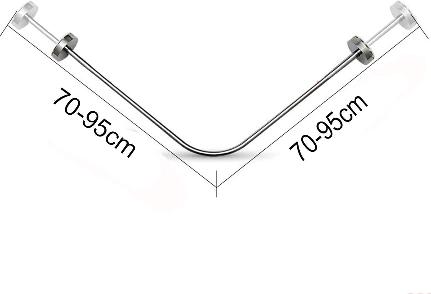Extendable Shower Curtain Tension Rod,L Shape Curved Shower Curtain Rail Stainless Steel Bathroom Corner Curtain Hanger Pole,for Bathroom, Dressing Room, Cloakroom (Size : 70-95cm)