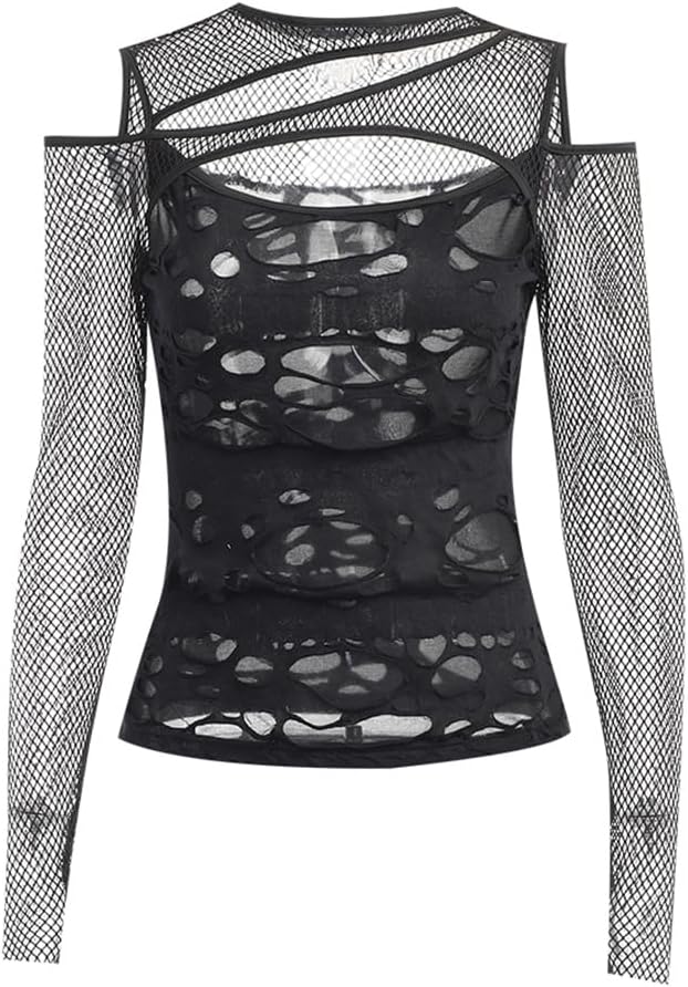 Goth T-Shirt Punk Crop Top Shirts for Women Going Out Tops