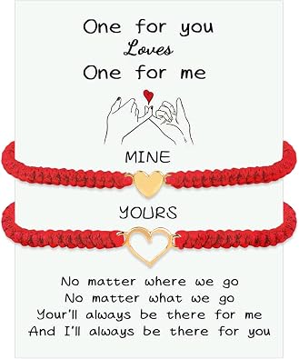 2pcs Mother and Daughter Matching Heart Bracelets Set Handmade Woven Bracelets Adjustable Rope Bracelets for Teen Girls Boy Mom Birthday Gifts