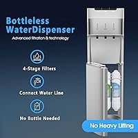 Vista 6 de Dispensador de enfriador de agua sin botella de autolimpieza con filtro de agua de 4 etapas 3 ajustes de temperatura, plata