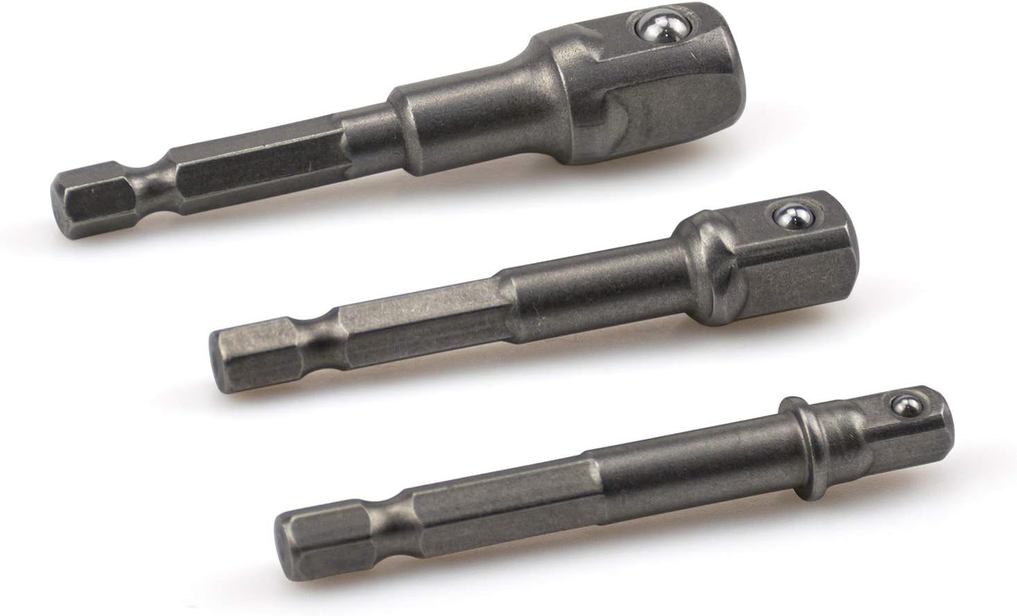 Tebery 12 Pack Impact Grade Socket Adapter Set, 1/4" Hex Shank Power Extension Bit Set Into High Speed Nut Driver, Sizes 1/4" 3/8" 1/2" - - 