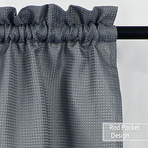 Nanan Waffle Woven Textured Short Curtains For Kitchen Waterproof Window Covering For Bathroom - 30" X 45", Grey, Set Of 2 #TOP2