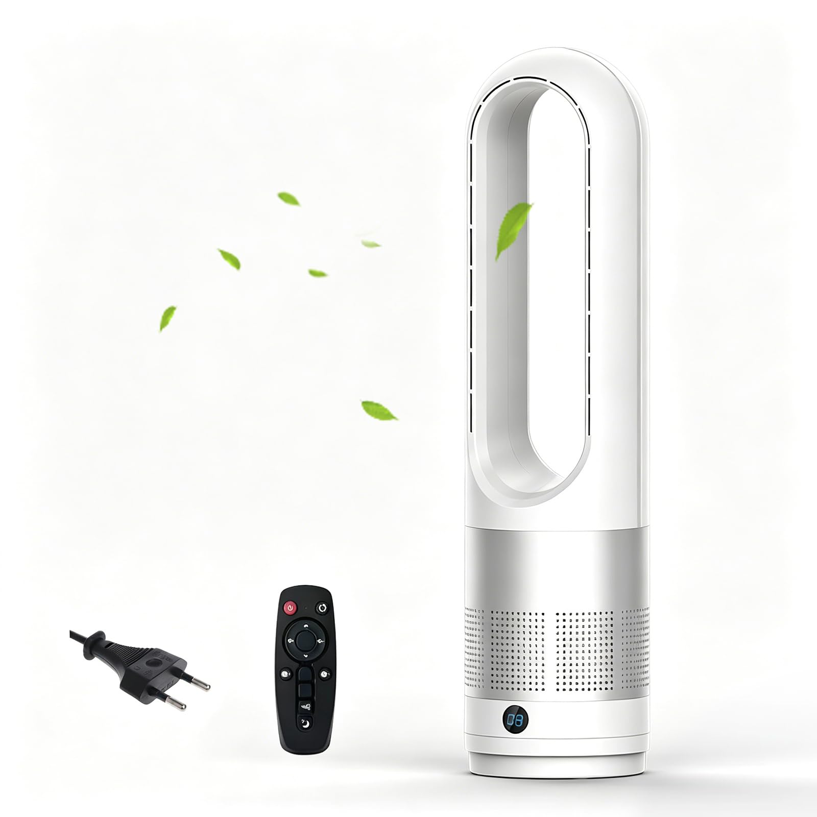 Ventilateur sans Pale Silencieux,Ventilateur Colonne avec Télécommande,Oscillation 80°,Enfants/Animaux,8 Vitesses, Minuterie 8H, Facile à Nettoyer, pour Chambre et Salon