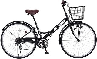 ACE BUDDY シティサイクル 折りたたみ自転車 26インチ シマノ６段変速 カゴ・鍵・LEDライト付き ママチャリ 通勤 通学 AIT266