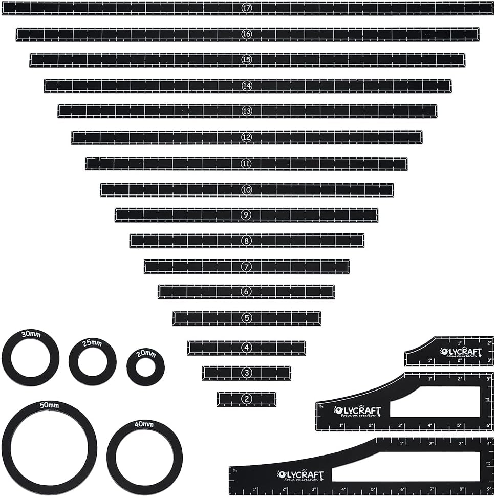 OLYCRAFT 2 Set(24Pcs) Objective Point Markers Acrylic Ruler Objective Makers Set Round Black Marker Gaming Accessory War Games Measuring Ruler for Tabletop Wargames Templates Set - 24 Sizes