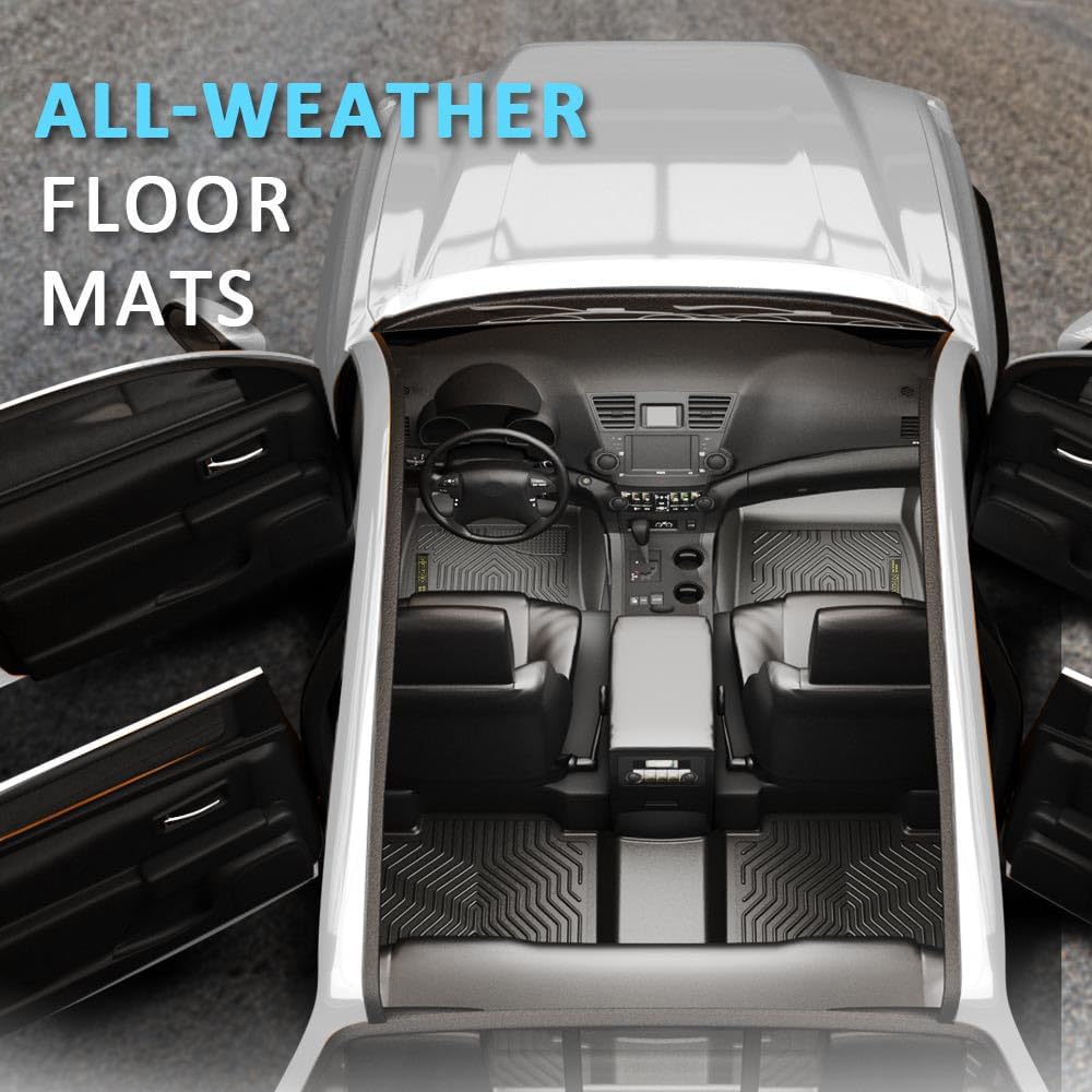 Floor Mats TPE Cargo Liners Compatible with Honda CRV 2023 2024 2025(Include Hybird) 1st & 2nd Row 3PCS All Weather Accessories