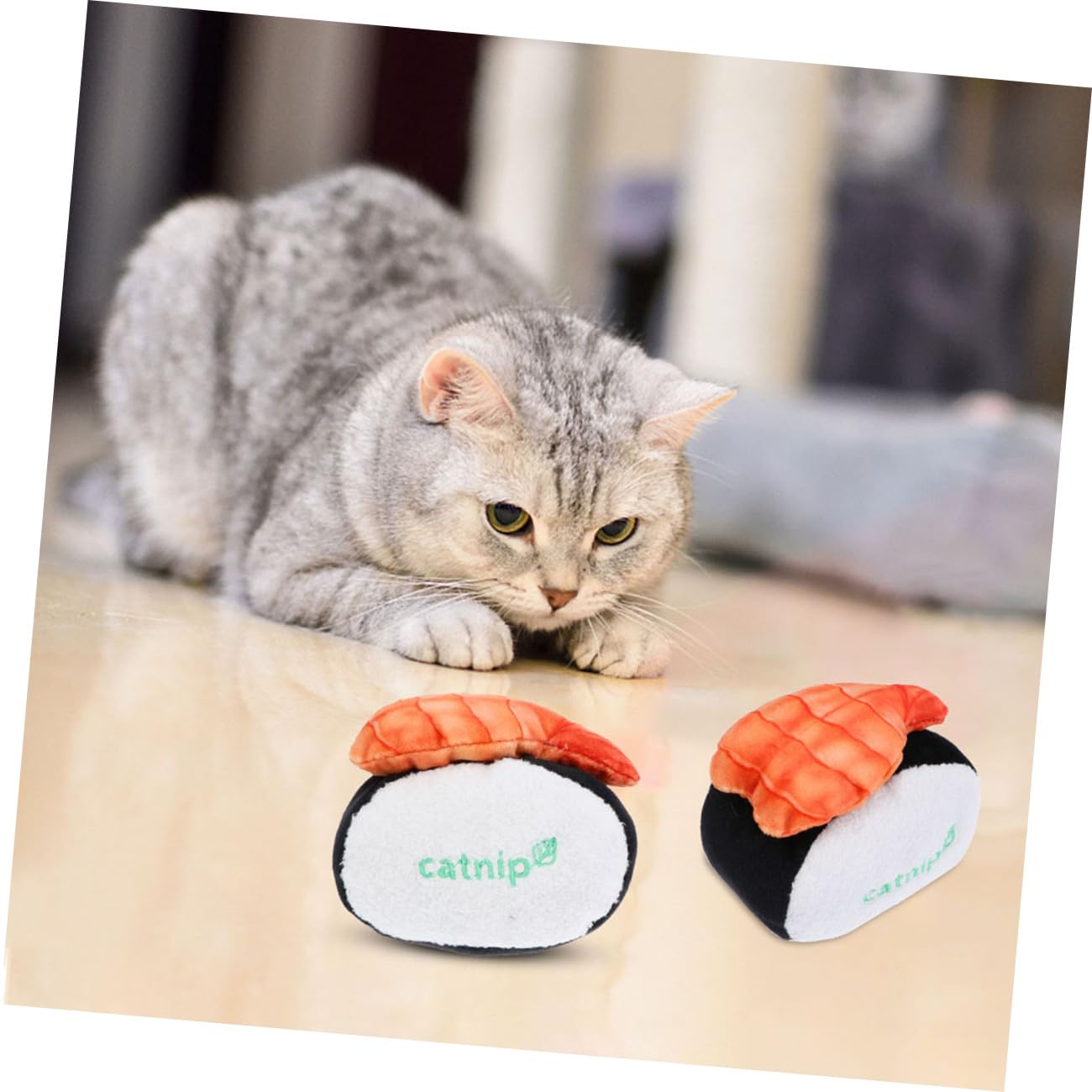 DOITOOL 6piezas Juguete De Gato De Catnip Sonido Sushi De Peluche para Masticar Interactivo para Mantener Tu Gato y Saludable